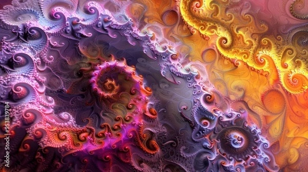 Fototapeta  Fractal patterns with a grainy finish, abstract banner. Generative AI.