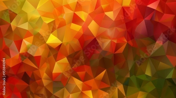 Fototapeta Geometric representation of fall, angular shapes in autumn colors. Abstract banner. Generative AI