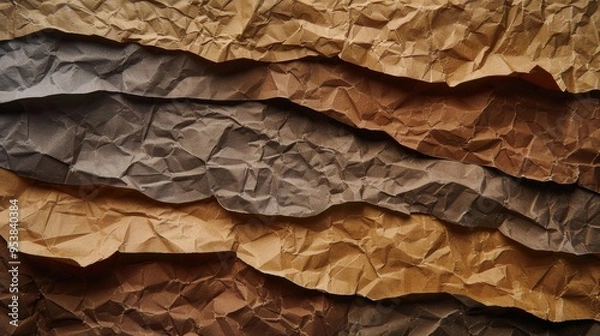 Fototapeta Layered paper textures in earth tones, banner. Generative AI