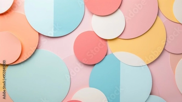 Fototapeta Minimalist geometric patterns with pastel color, abstract banner. Generative AI