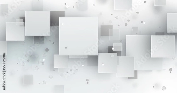Fototapeta A minimalist abstract design featuring overlapping squares and circles in soft gray tones, ideal for backgrounds or digital projects.