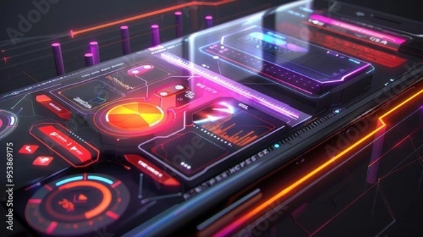 Fototapeta Futuristic Smartphone Interface