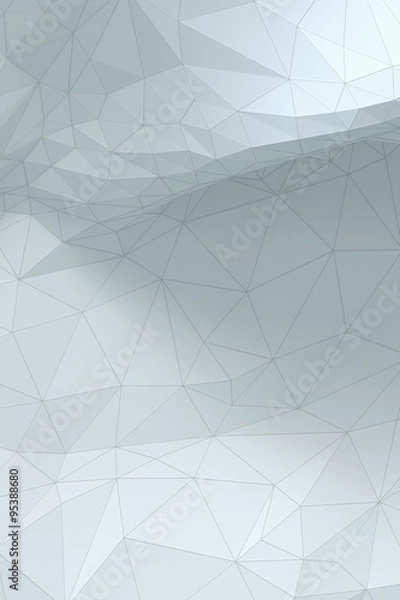 Fototapeta White grayish abstract polygonal surface - vertical background