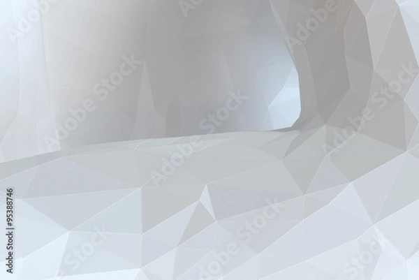 Fototapeta White grayish abstract polygonal surface - horizontal background