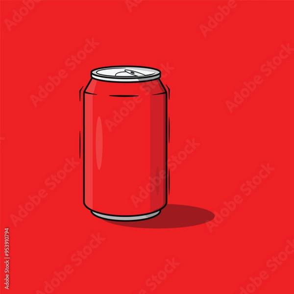 Fototapeta A red soda can of  on a red background