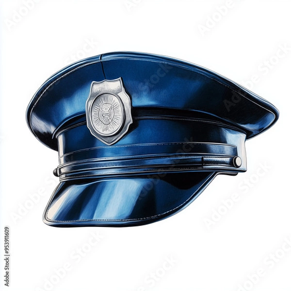 Obraz police blue hat illusttrated