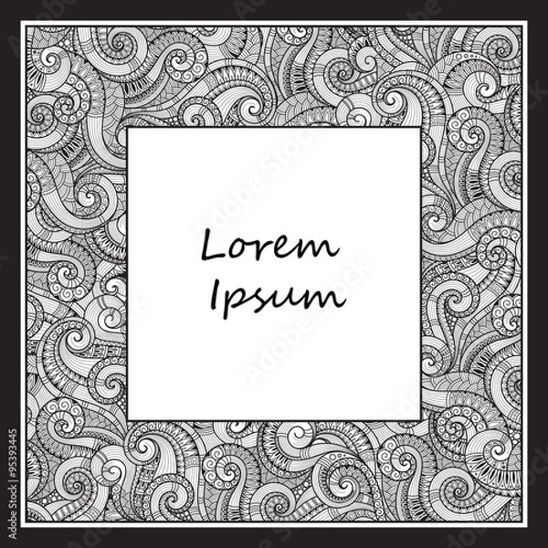 Fototapeta Pattern for coloring book. Ethnic, floral, retro, doodle, vector