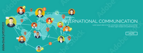 Fototapeta Vector illustration.  Global communication. Social network ,chatting. Emailing and sms. Web calls. Internet