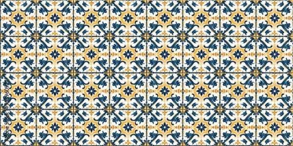 Fototapeta Lisbon pattern with cultural, Portuguese-themed illustrations. Background seamless pattern.