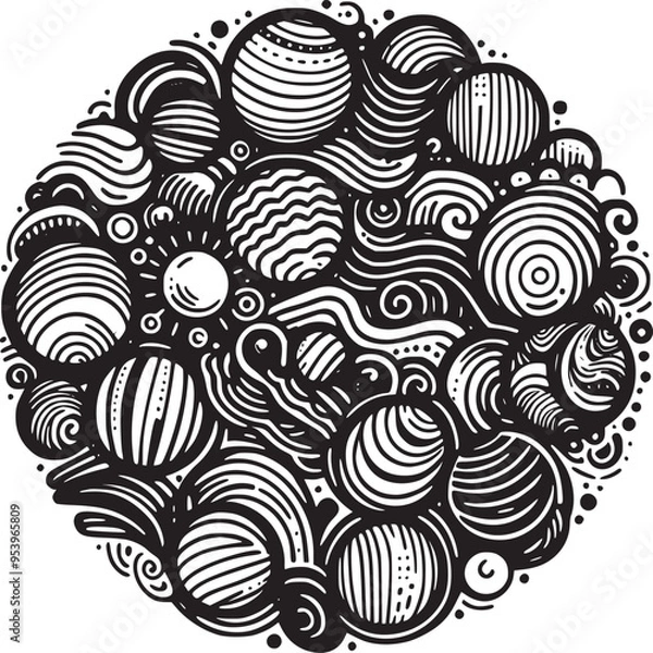 Fototapeta Abstract element shape set. Drawing silhouette abstract sticker art element design