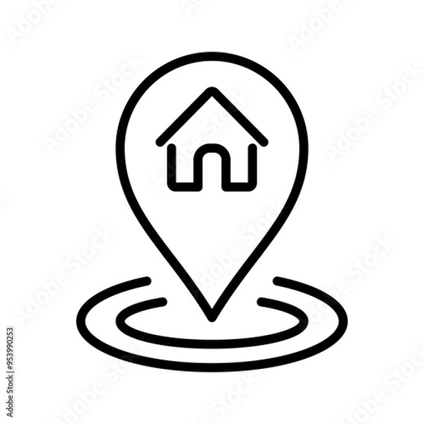 Fototapeta Delivery location icon vector. Road path like thin line map geolocation