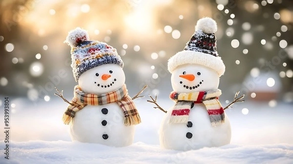 Obraz snowman on the background