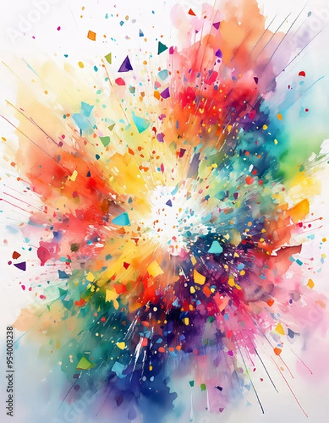 Obraz Energetic abstract watercolor painting is exploding with vibrant colors, perfect for expressing creativity and joy