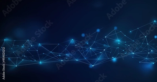 Fototapeta A digital abstract representation of interconnected nodes and lines, symbolizing networks and technology.