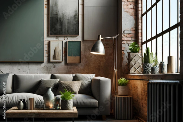 Obraz a loft-style living room, focusing on the details