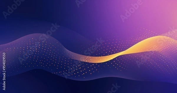 Fototapeta A smooth, flowing abstract design featuring gradients of purple and orange with dotted patterns, ideal for backgrounds or graphics.