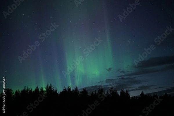 Obraz aurora borealis over the mountains