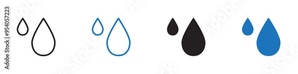 Fototapeta Water drops Vector set outline