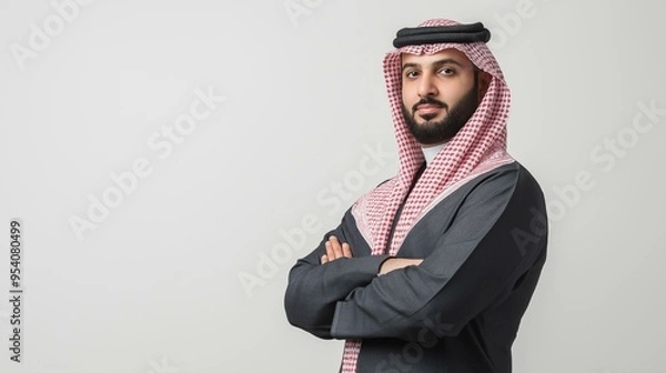 Obraz Arab middle eastern saudi man isolated background