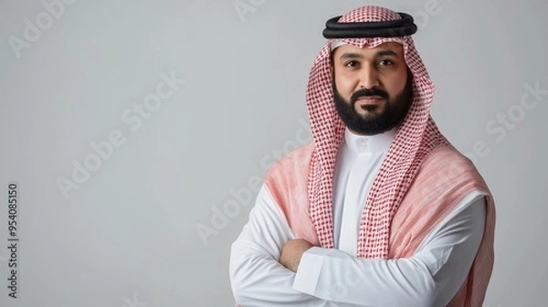 Obraz Arab middle eastern saudi man isolated background