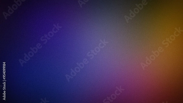 Fototapeta Deep, grainy gradient background in 4K resolution, blending rich blues, purples, and warm golden tones. Ideal for luxurious, sophisticated designs, digital art, and moody backdrops