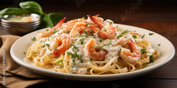 Fototapeta shrimp alfredo