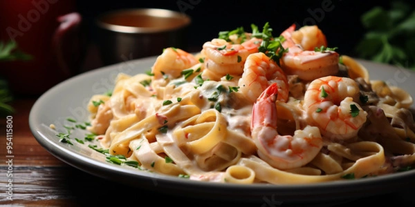 Fototapeta shrimp alfredo