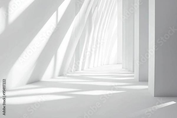 Fototapeta Minimalist white background with subtle geometric patterns, soft lighting