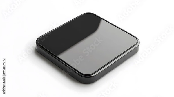 Fototapeta 
Blank Mobile application icon, button - black square with round corners. 3d rendering, white background