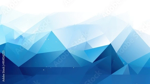 Fototapeta A geometric abstract representation of blue mountains and sky.