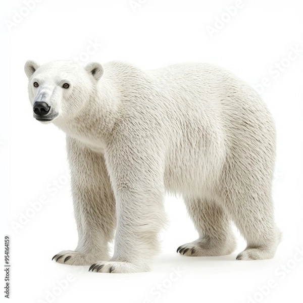 Fototapeta A polar bear stands on a white background