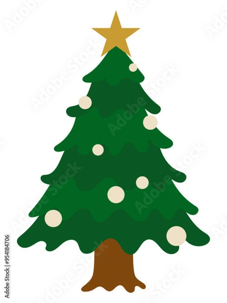 Fototapeta 飾りのないシンプルなクリスマスツリーのイラスト