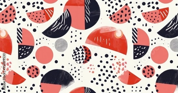 Fototapeta A vibrant abstract pattern featuring geometric shapes and playful colors.