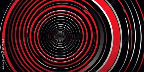 Fototapeta abstract vector concentric circles with black to red gradient background