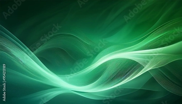 Obraz 緑色のおしゃれなウェーブ背景