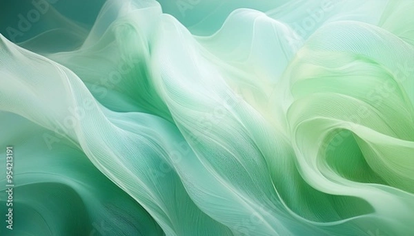 Obraz 緑色のおしゃれなウェーブ背景