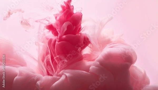 Obraz 水中で弾ける赤色のインク背景