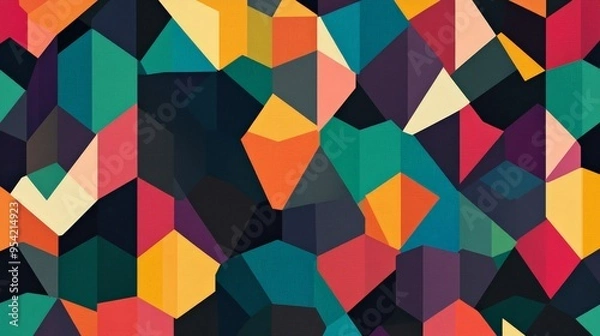 Obraz Design a geometric pattern featuring bold, interlocking shapes such as triangles and hexagons.
