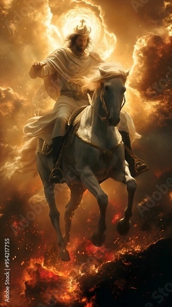 Fototapeta Biblical Illustration, The Second Coming of Jesus to Judge the Living and the Dead the Last Judgment