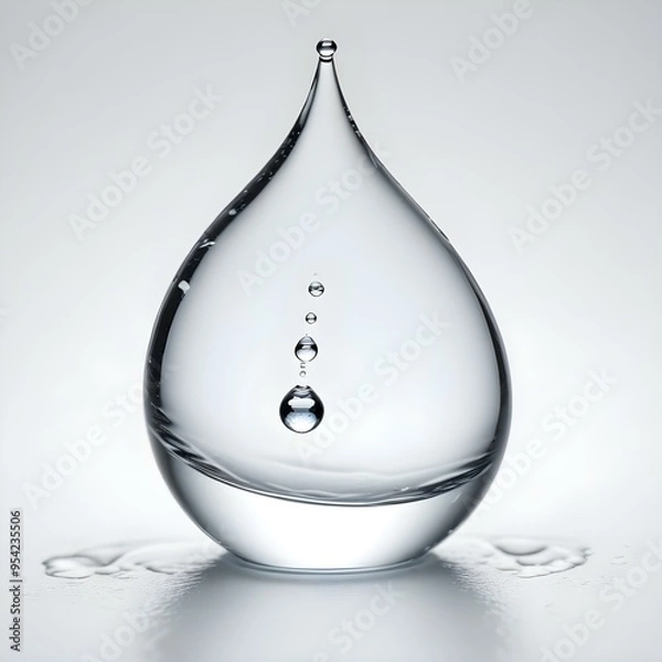 Fototapeta Water Drop: A Simple and Elegant Image of a Water Droplet in black and white  Suspended in Mid-Air