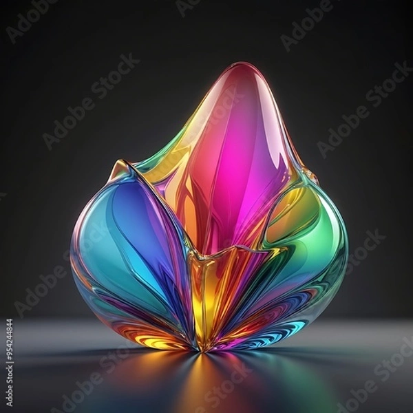 Obraz Colorful Abstract Glass shape, 3D Render with Gradient Effects.
