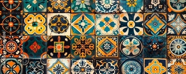 Obraz Colorful Floral Tile Pattern.