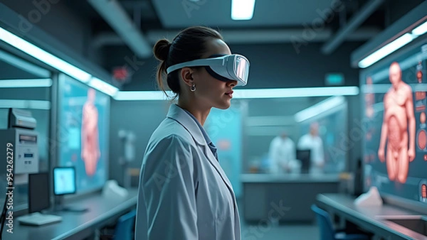 Obraz Doctor using VR glasses