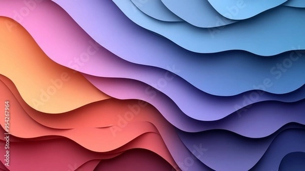 Fototapeta Abstract Wavy Layers of Colorful Paper