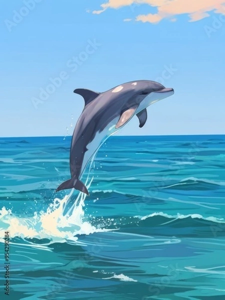 Fototapeta Dolphin Leaping Through the Turquoise Waves