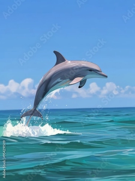 Fototapeta Dolphin Leaping Through the Turquoise Waves