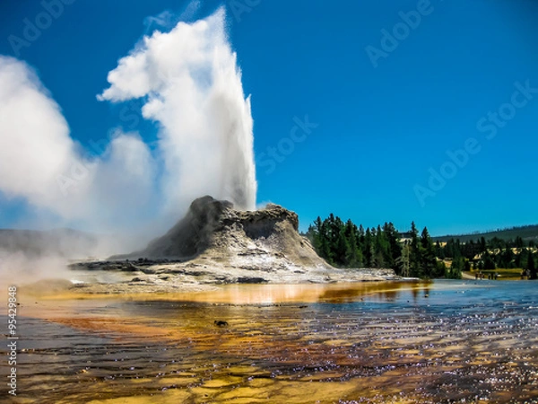 Fototapeta Wybuch gejzeru zamku Yellowstone