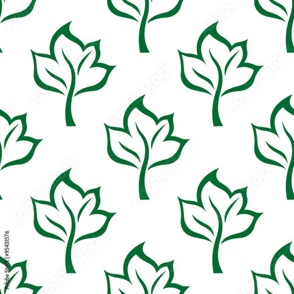 Fototapeta Green maple tree seamless pattern background