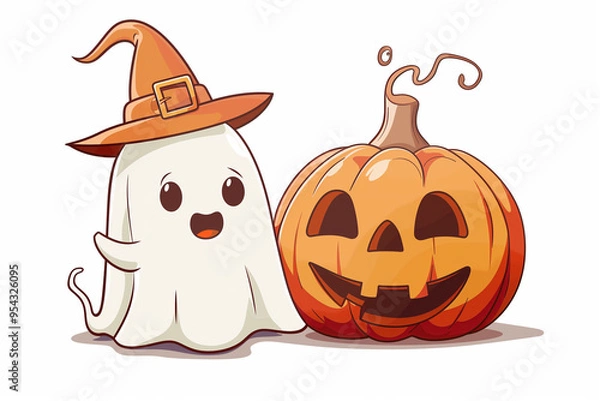 Fototapeta halloween pumpkin and ghost