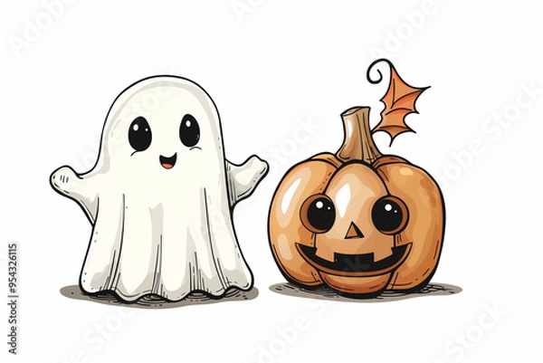 Fototapeta halloween pumpkin and ghost
